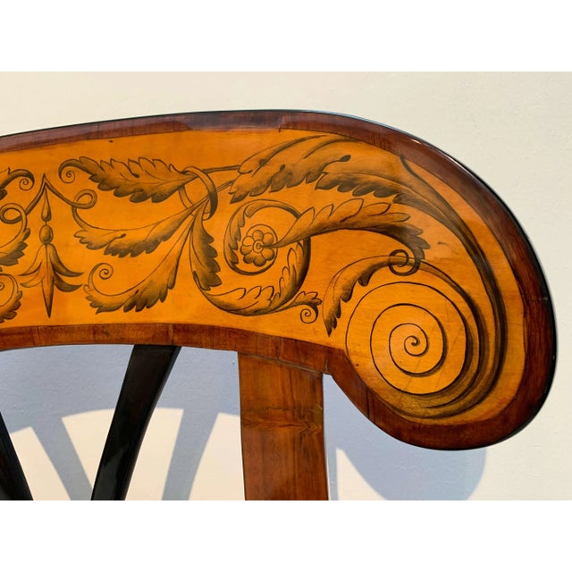 Set of Pair of Biedermeier Shovel Chairs, Walnut, Ink Painting, South Germany, 1830s For Sale - Image 13 of 18