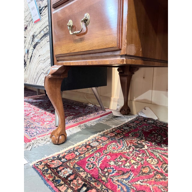 Vintage Ethan Allen Georgian Style Cherry Executive Partner’s Desk For Sale - Image 10 of 12