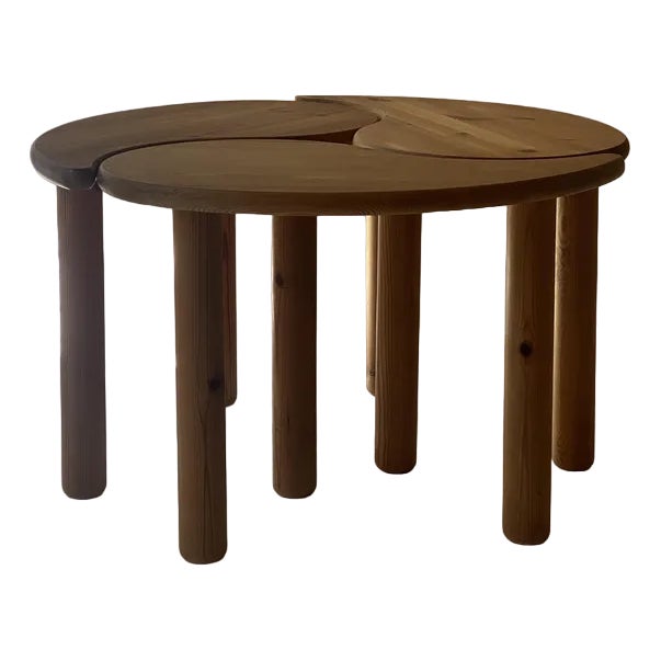 Yin Yang / Gankyil Pine Coffee Table, Set of 3 For Sale