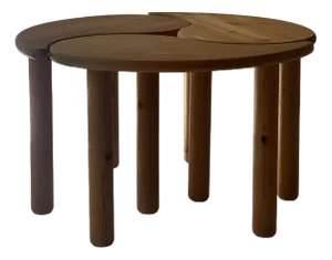 Yin Yang / Gankyil Pine Coffee Table, Set of 3