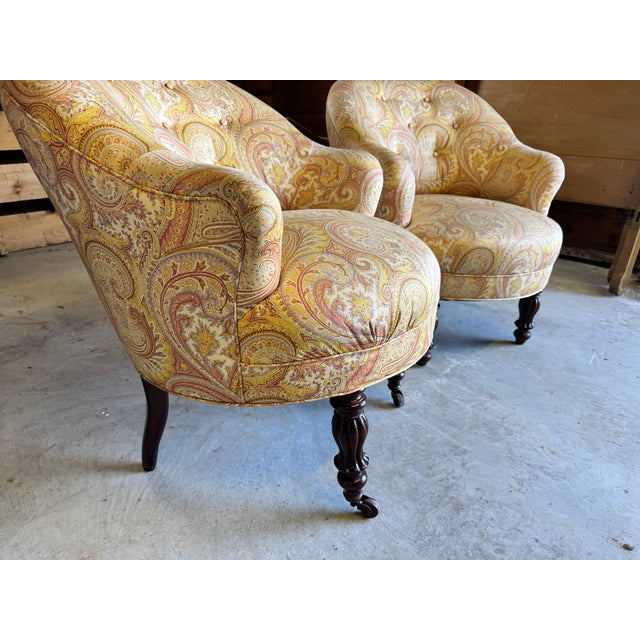 Antique French Tufted Crapaud Club Chairs - A Pair For Sale In New York - Image 6 of 8