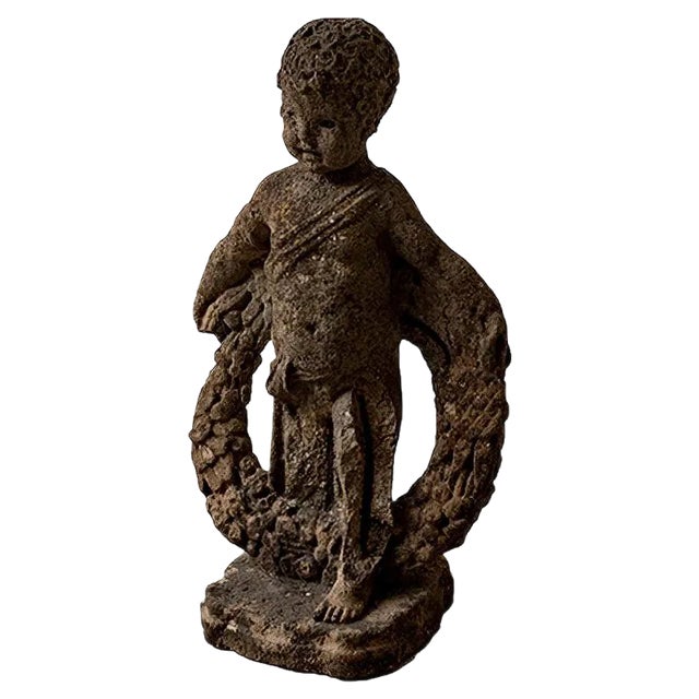 19th Century Stone Garden Angel For Sale