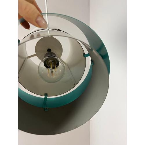 Metal White, Grey, and Turquoise Pendant Lamp by Jo Hammerborg for Fog & Mørup For Sale - Image 7 of 11