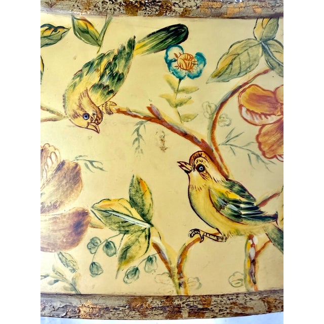 Mid 20th Century Vintage Hand-Painted Bird & Floral Tole Cachepot For Sale - Image 5 of 14