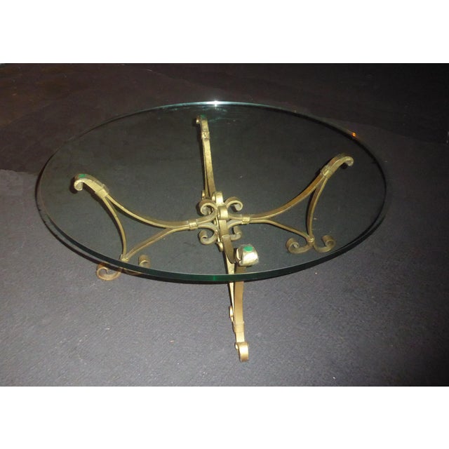 Vintage Spanish Style Gold Wrought Iron Coffee Table Round ...