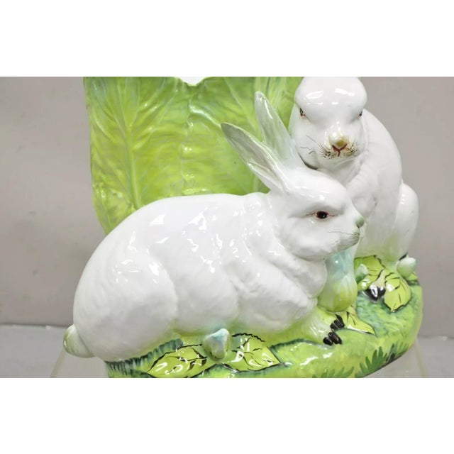 Vintage Italian Ceramic Large Bunny Rabbit With Lettuce Planter Pot ...