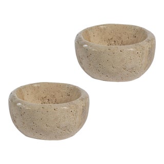 Sulu MultiServe Beige Travertine Bowls, Set of 2, 3" For Sale