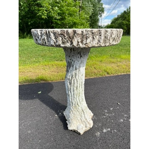 Rustic Vintage Faux Bois Bird Bath For Sale - Image 3 of 14