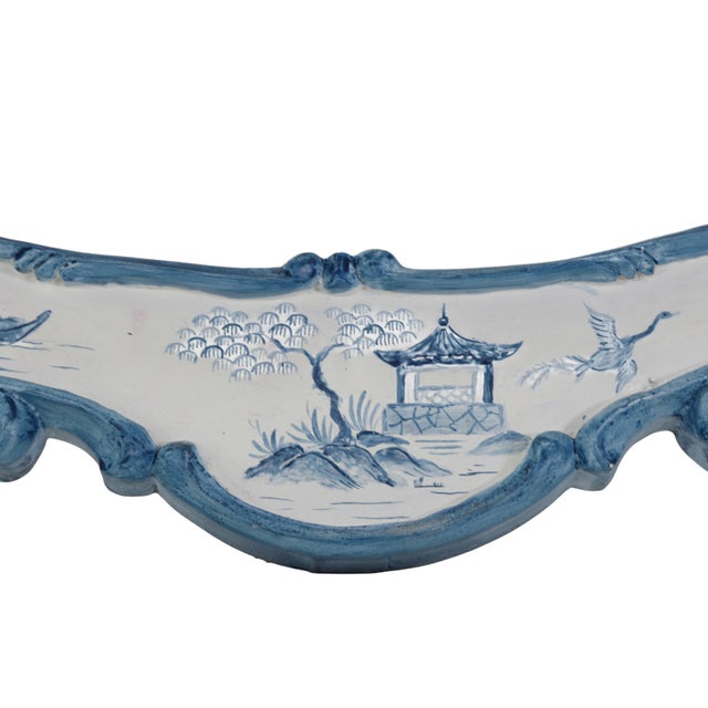 Wood Vintage Rococo Style Blue and White Chinese Style Mirror/Wall Mirror For Sale - Image 7 of 9