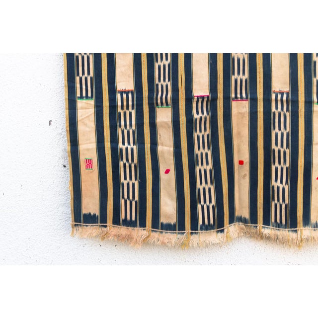 African Vintage Baoule African "Camoe Blossom" Ikat Throw For Sale - Image 3 of 7