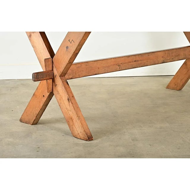 Swedish Early 20th Century Pine Trestle Table For Sale - Image 9 of 12