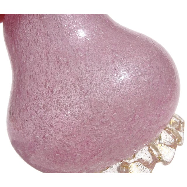 Glass Vintage Seguso Vetri d'Arte Murano Pulegoso Pink Ornate Gold Flecks Stopper Italian Art Glass Perfume Bottle For Sale - Image 7 of 10