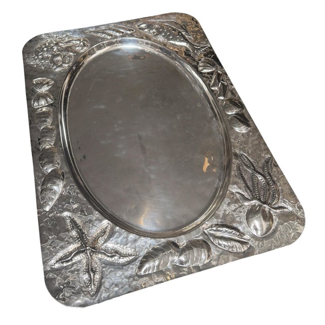 Macer Italian Silver Lavorato a Mano Fish Seafood Platter.