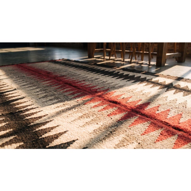 1930s Multicolor Stripe Antique American Navajo Eye Dazzler Rug '1" X 4'7" Flatweave Wool Carpet For Sale - Image 9 of 9