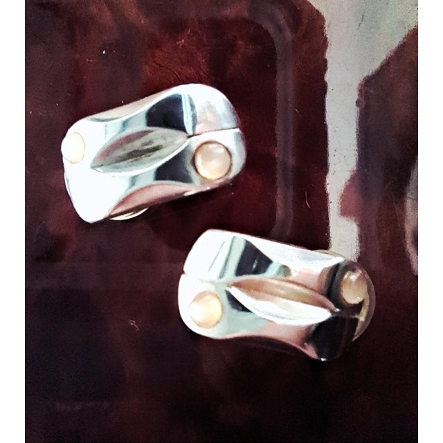 Orange Vintage Ear Clips in Sterling Silver by Maria Berntsen for Georg Jensen, 1990s, Set of 2 For Sale - Image 8 of 12