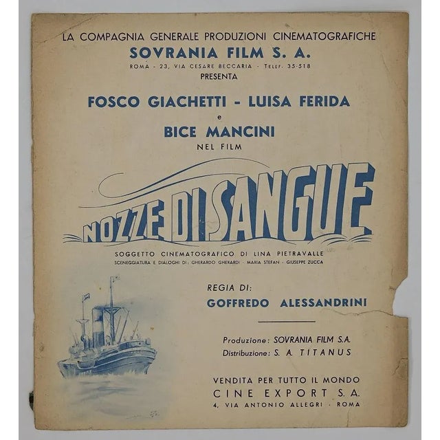 Blood Wedding is an original vintage poster of mid-20th Century. The poster is an offset print, depicts the protagonists...