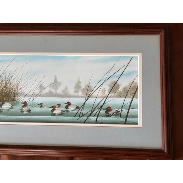 1980s Canvasback Duck Watercolor Landscape by American Artist Craig Peterson (1946-2024), Framed For Sale - Image 5 of 11