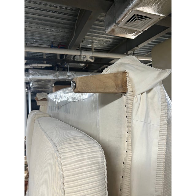 Fully Upholstered and Skirted Cream Loveseat For Sale In New York - Image 6 of 7