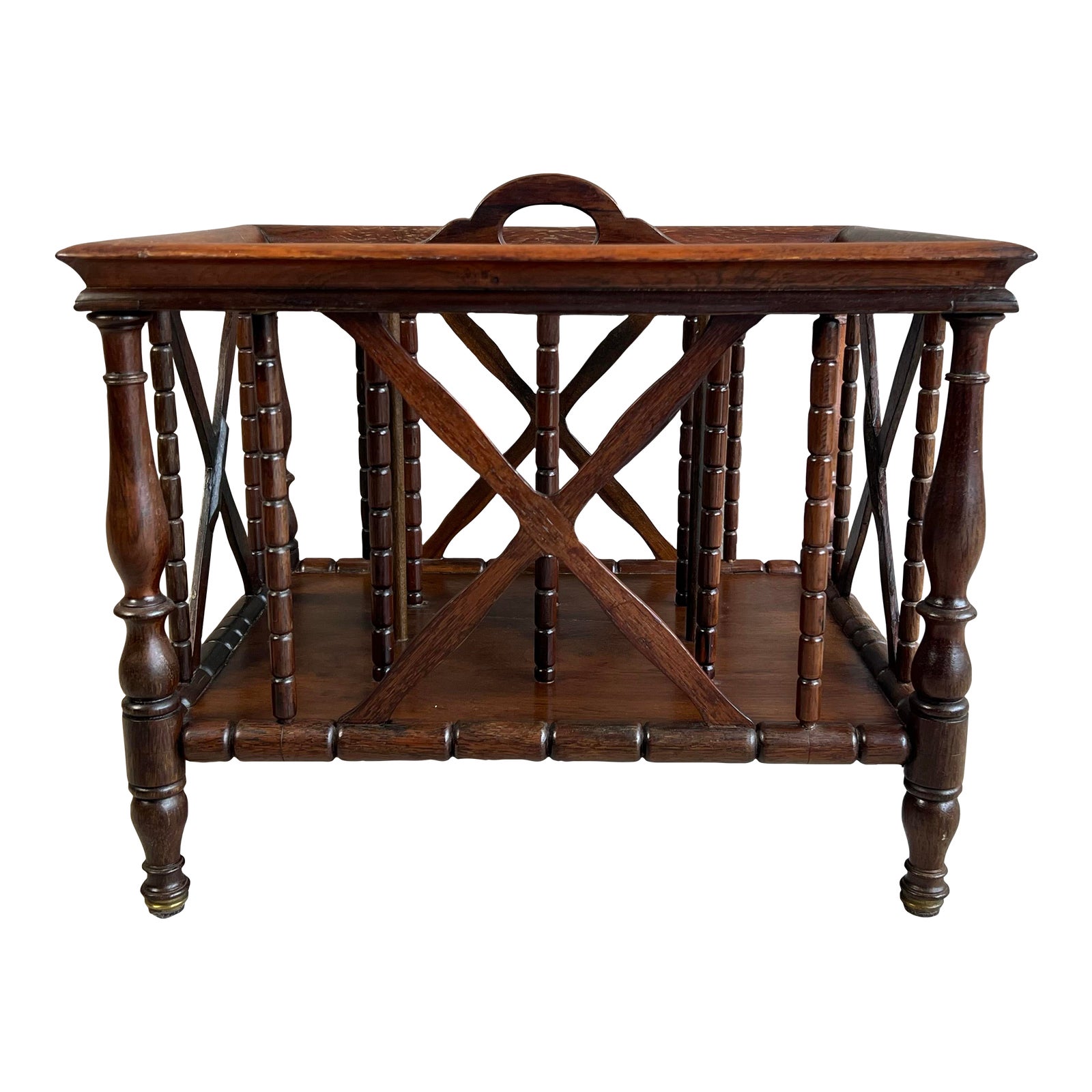 Early 20th Century English Canterbury Wooden Magazine Rack | Chairish