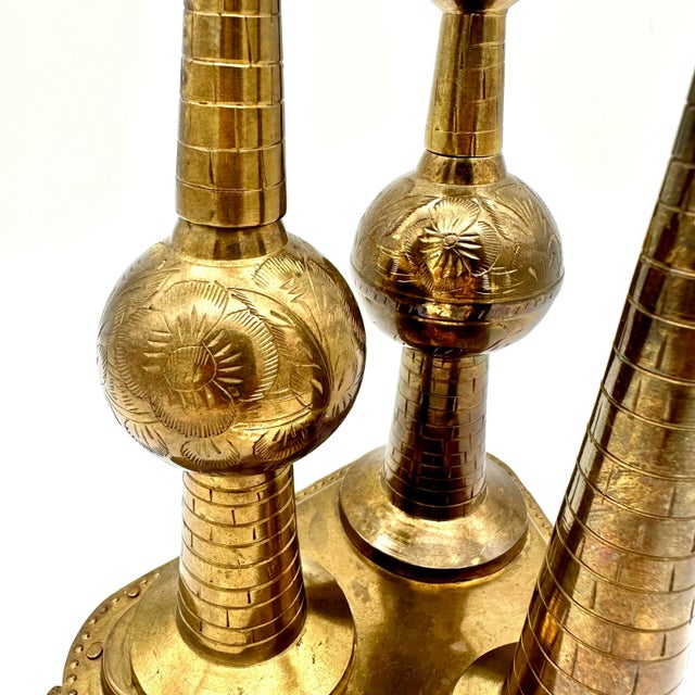 Mid 20th Century Mid 20th Century Vintage Brass Decorative Kuwait Towers For Sale - Image 5 of 6