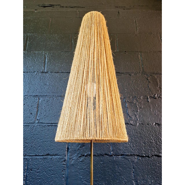 Mid-Century Tripod Floor Lamp with Rope Shade, 1960s For Sale - Image 6 of 10