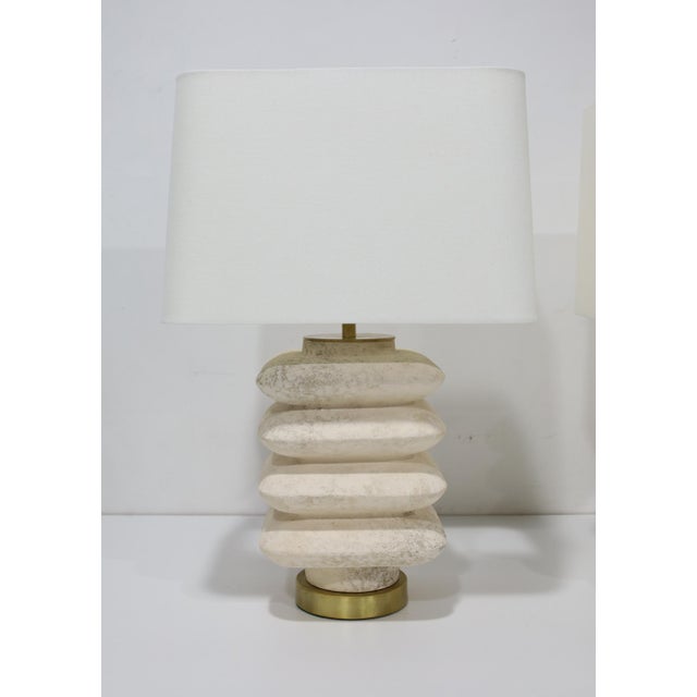 Metal Pair of Vintage Travertine Lamps For Sale - Image 7 of 11