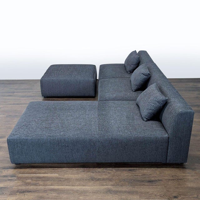 Modern Maiden Home Breuer Modern Dark Gray Sectional With Ottoman and Pillows For Sale - Image 3 of 10