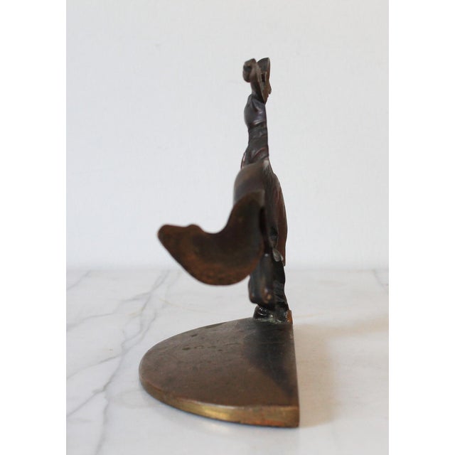 Metal Vintage Russwood Solid Bronze Cowboy Riding Horse Bookend For Sale - Image 7 of 9