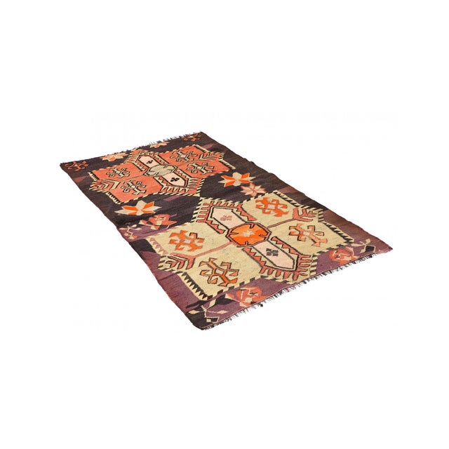 Vintage handwoven wool kilim rug from Kars region of Turkey. Approximatelly 50-60 years old. In very good condition. Rare...