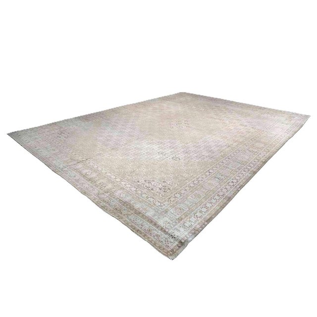 Persian Antique Persian Tabriz Wool 13x18 Gray & Ivory Handmade Oversized Area Rug #1142928 For Sale - Image 3 of 16