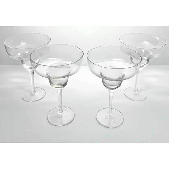 Contemporary Contemporary Modern Minimalist Set of 4 Clear Glass Margarita Glasses For Sale - Image 3 of 6