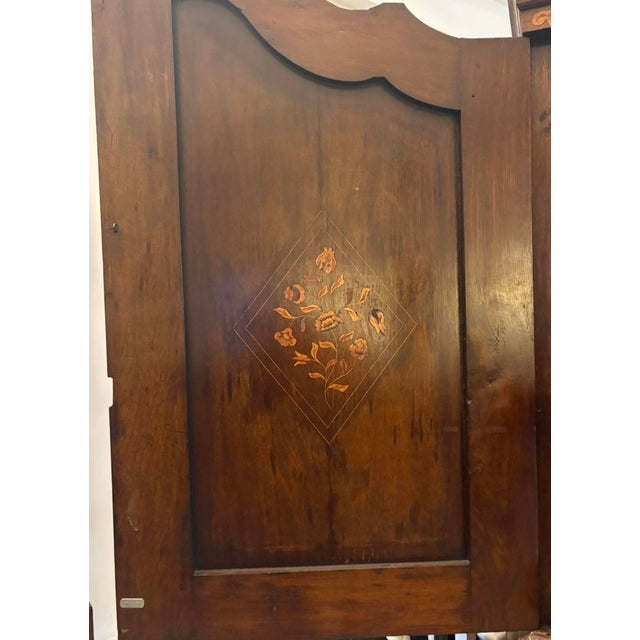 Antique 18th Century Dutch Walnut Marquetry Cabinet with Floral Inlay For Sale - Image 14 of 18