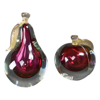 Murano Glass Fruit Bookends by Barbini For Sale