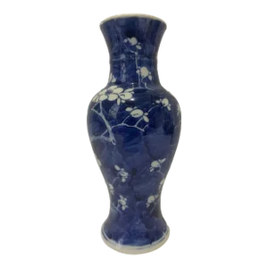 19th Century Chinese Porcelain Blue & White Baluster Vase in the Prunus Design