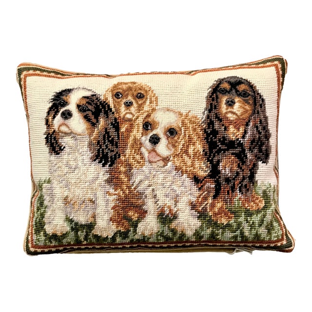 Vintage Cavalier King Charles Spaniel Needlepoint Pillow Chairish