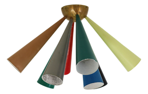 Half-Diabolo Ceiling Lamp with Colored Cones by Prof. D. Moor for Bag Turgi, Switzerland, 1950s
