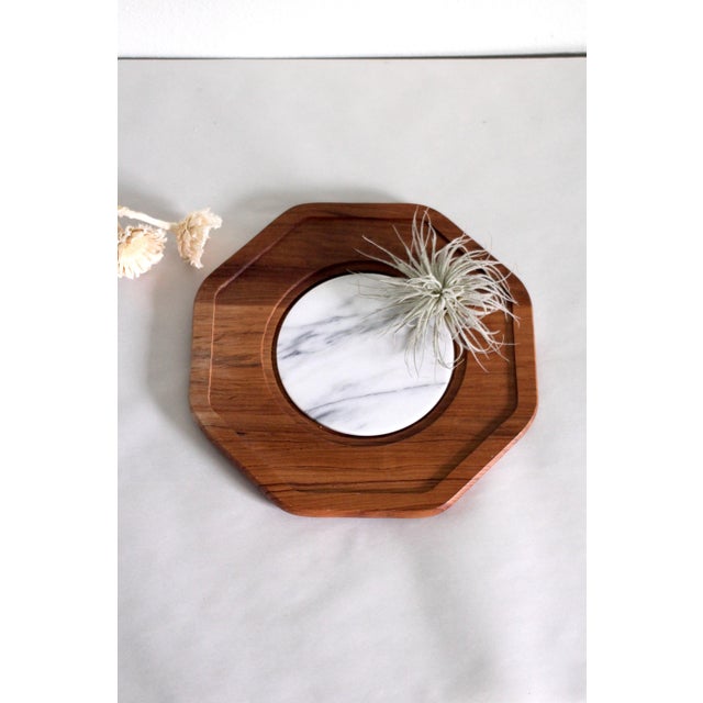 Mid-Century Modern 1960s Mid-Century Marble and Wood Cheese Board For Sale - Image 3 of 11