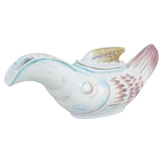 Mid-Century Figurative Bird Saucer by Thorvald Olsen for Aluminia For Sale - Image 5 of 5
