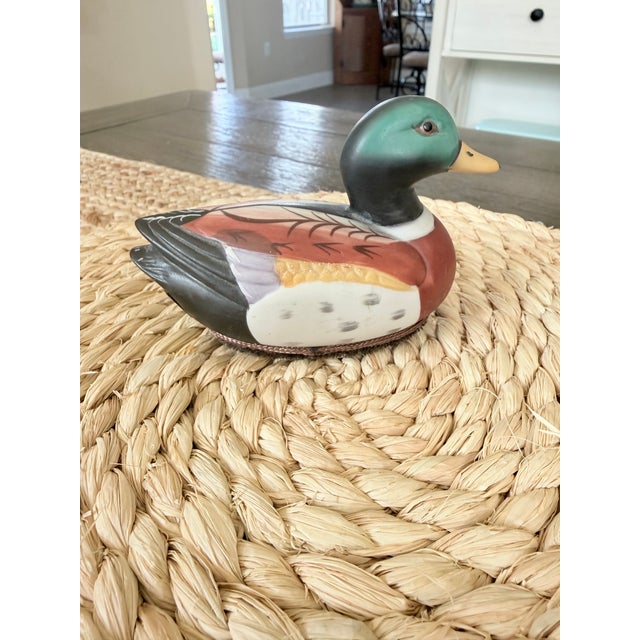 Art Deco Vintage Ceramic Mallard Duck Lint Brush Figurine by Jasco For Sale - Image 3 of 12
