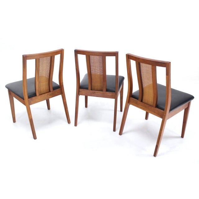 Mid 20th Century Set 4 Danish Mid-Century Modern Oiled Walnut Cane Back Side Dining Chairs MINT! For Sale - Image 5 of 9