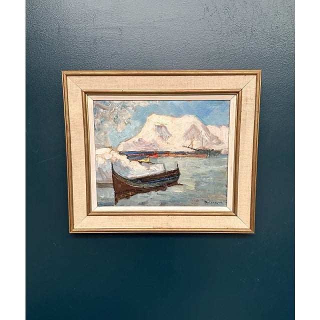 Knut Norman, Winter Harbor, 1960s, Oil Painting on Panel, Framed For Sale - Image 10 of 10