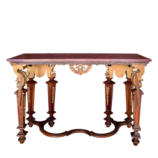 Italian Baroque Revival Giltwood and Oak Console Table, 18th Century and Earlier For Sale In Atlanta - Image 6 of 13