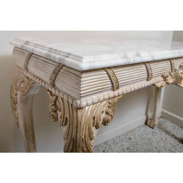 Marble Top Console With White Marble Top For Sale - Image 4 of 10