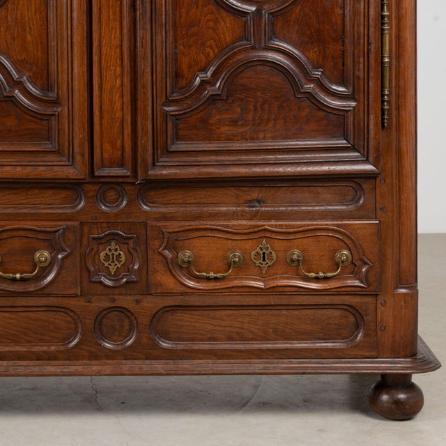 Late 18th Century French Carved Oak Two-Door Armoire For Sale - Image 11 of 12