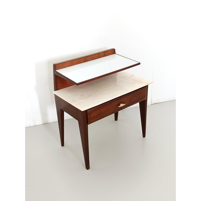 Vintage Nightstand with Glass and Marble Shelves by Gio Ponti, Italy, 1950s For Sale - Image 11 of 11