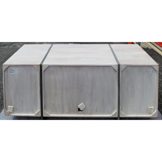 Cb2 Costela 74" White Wash Acacia Wood Credenza For Sale - Image 10 of 11