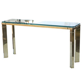Mastercraft Brass and Glass Console Sofa Table For Sale