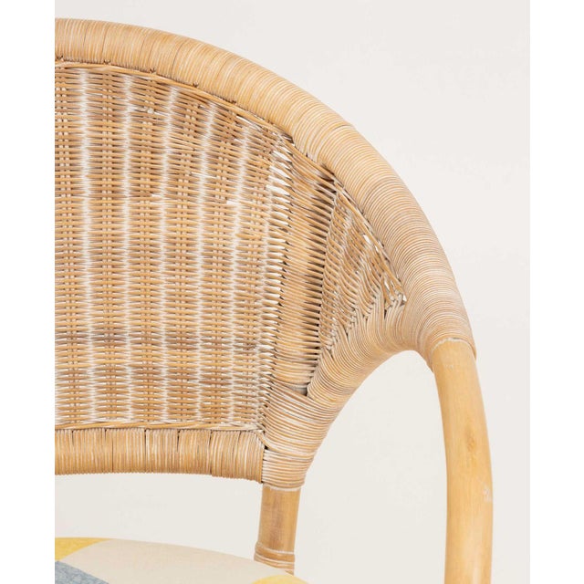 Modern Rattan Upholstered Armchair For Sale - Image 4 of 9