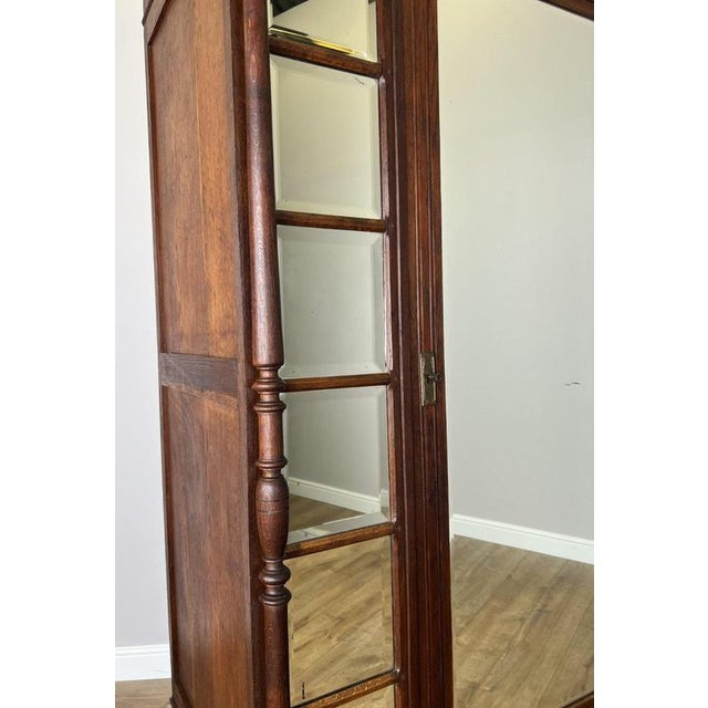 Antique French Carved Oak Mirrored 2-Drawer Armoire For Sale - Image 9 of 18
