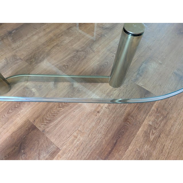 Mid-Century Modern 1970s Leon Rosen Pace Style Mid Century Brass and Glass Two Tier Coffee Table For Sale - Image 3 of 8